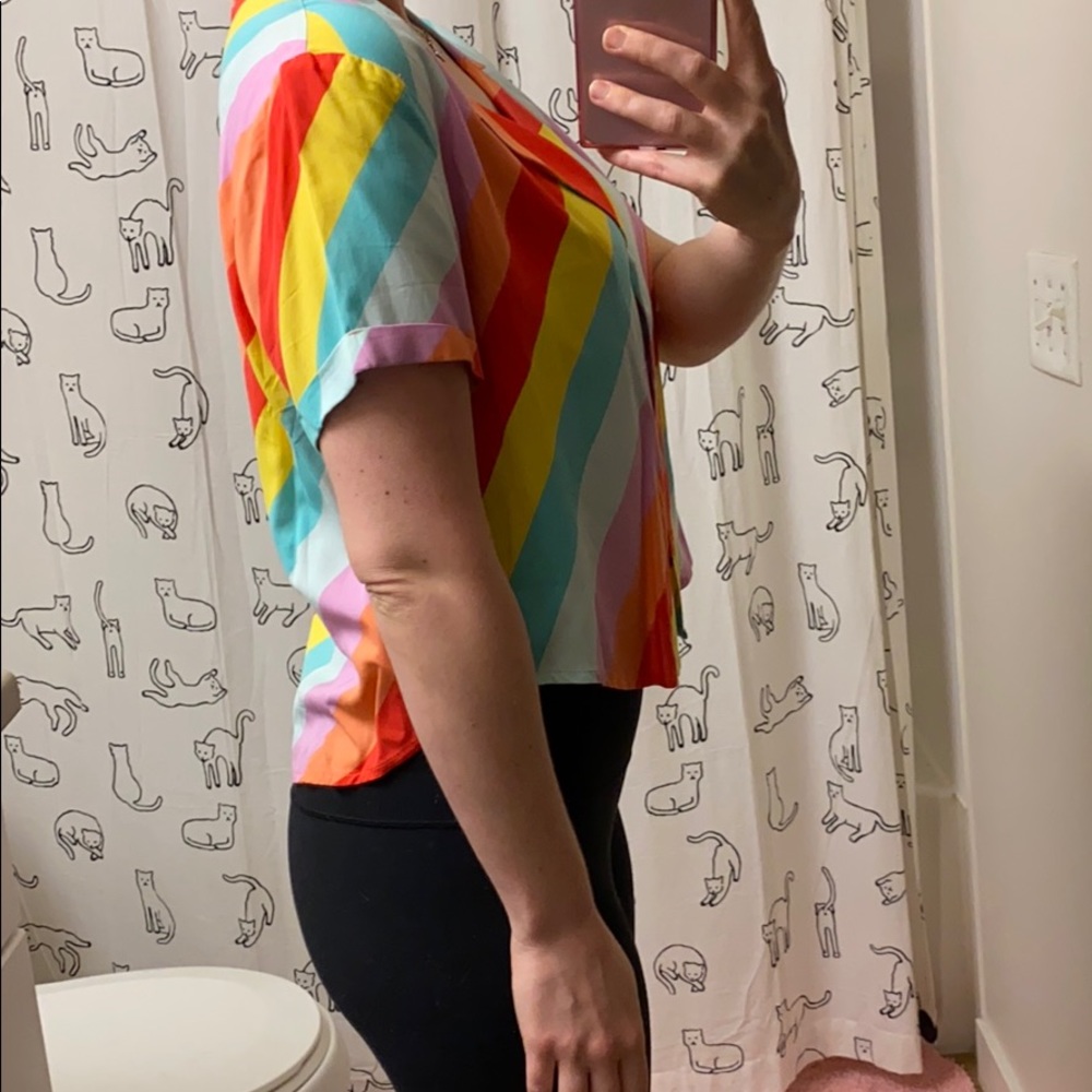 Forever 21 • Rainbow Candy Striped Cropped Button Up - Picture 10 of 12
